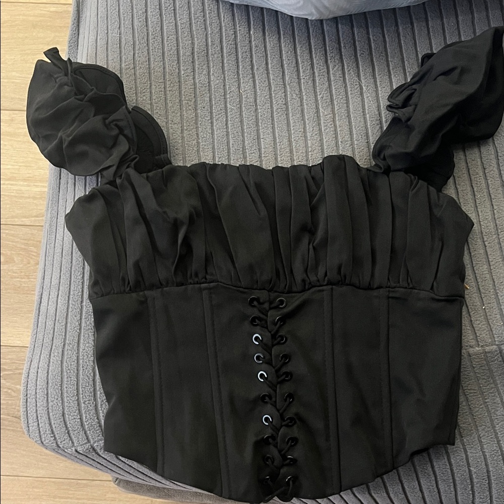 Princess Polly Black Ruffled Corset Top